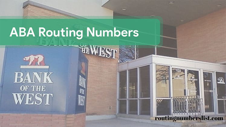 bank of the west routing number